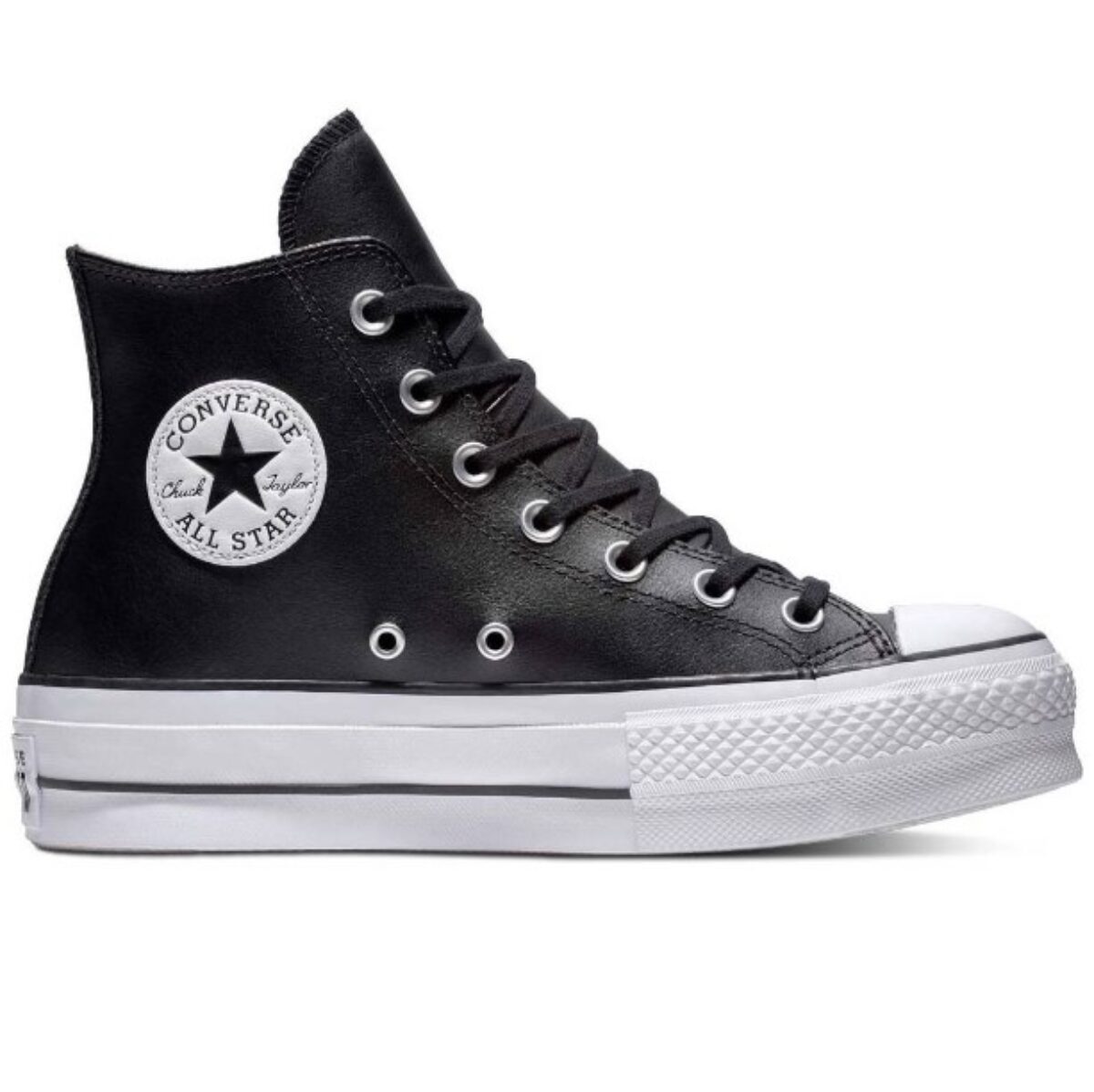 ALL STAR PLATAFORMA ECO LEATHER HI COURO PRETO - Converse é na